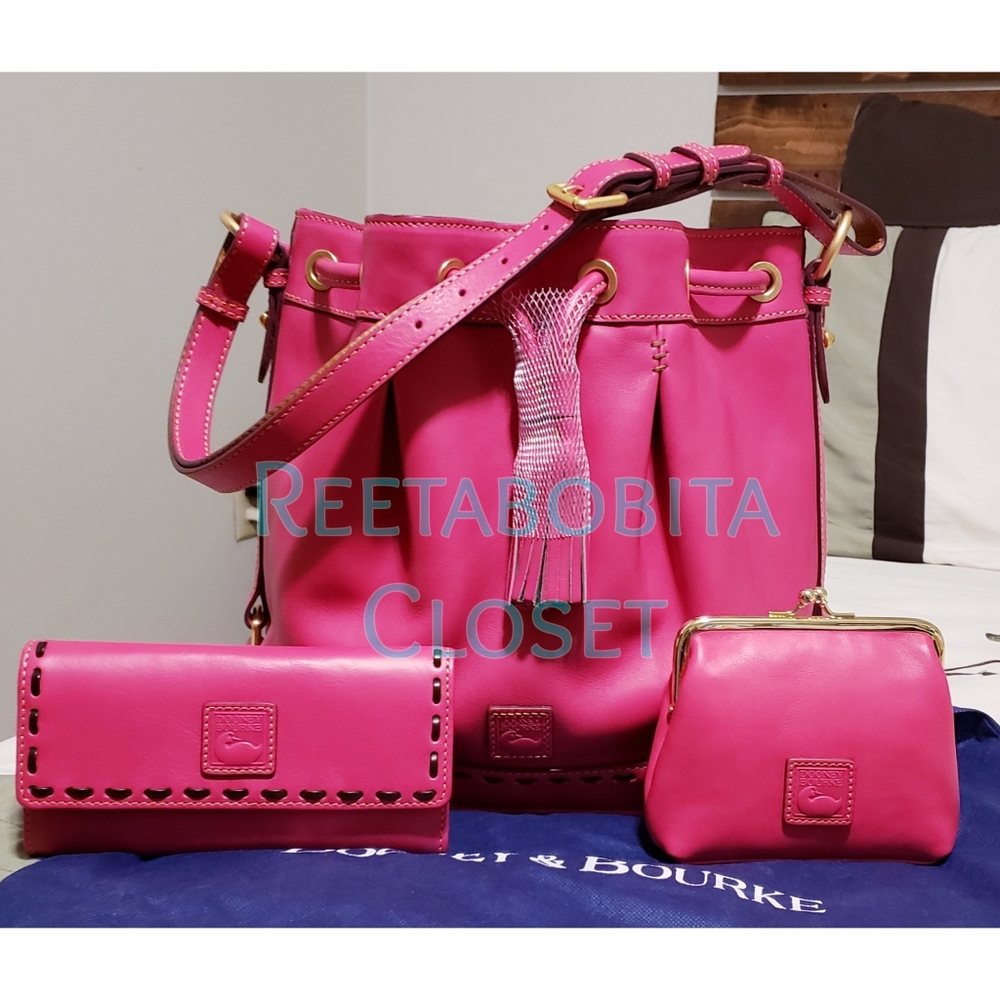 Dooney & Bourke Florentine -Fuchsia Drawstring Bag Only